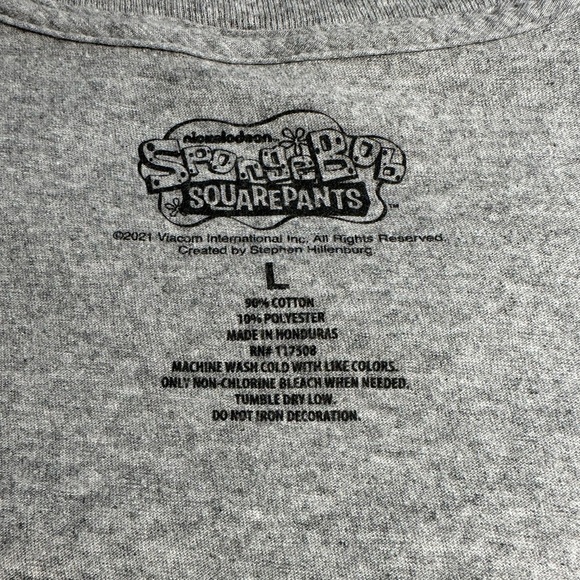 Nickelodeon SpongeBob Square Pants Mens Gray Short Sleeve T Shirt Size L - Picture 4 of 7